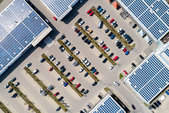 Parking lot aerial photo