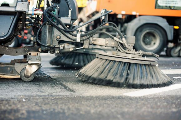 Street Sweeper Sweeping Pavement Street Sweeper Sweeping Pavement